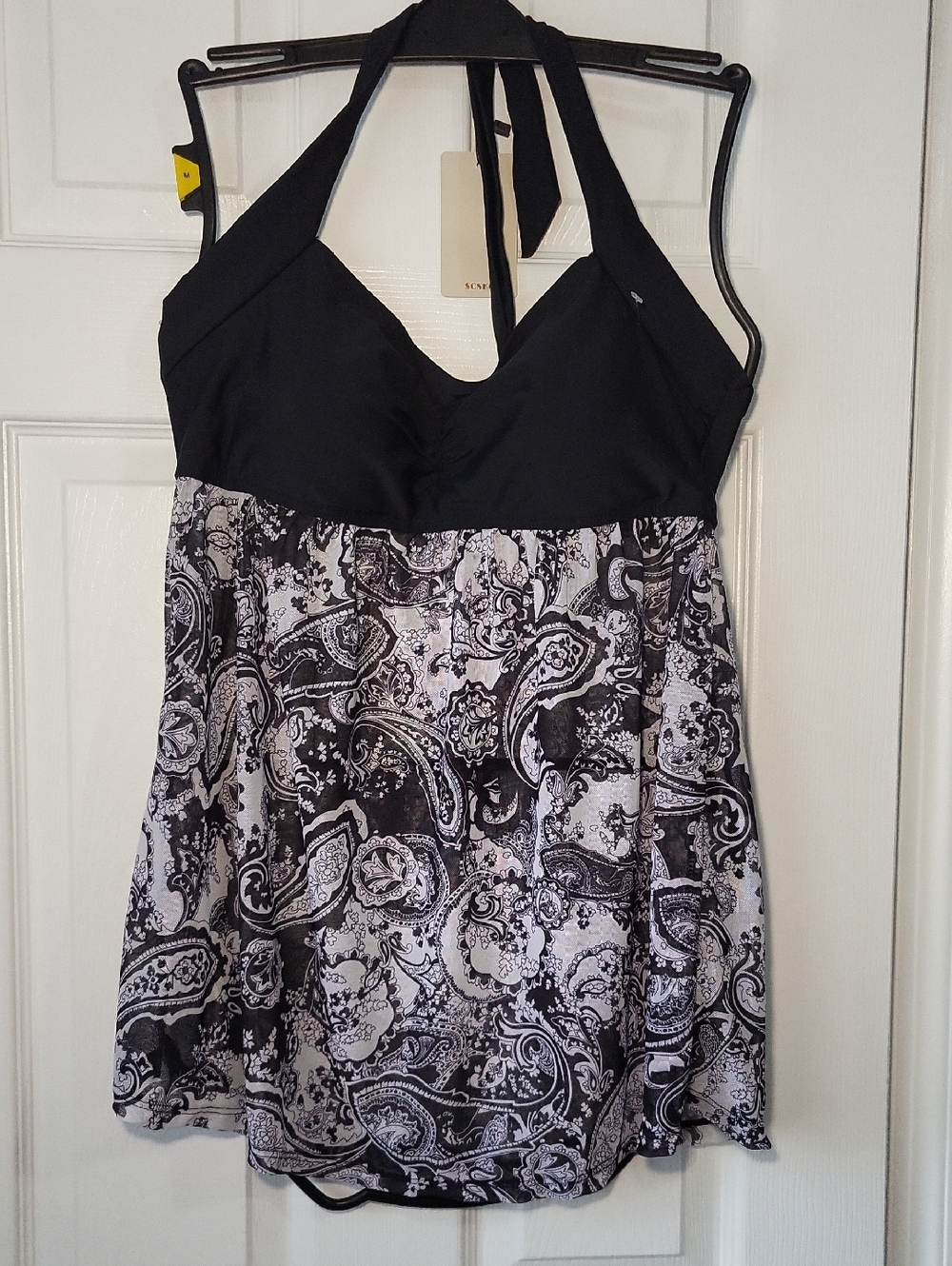 NWT SCSKC Black Halter Swimdress with Tie Straps Size 10